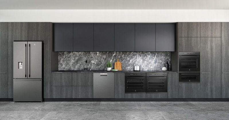 Modern Kitchen with Dark Stainless Steel Appliances